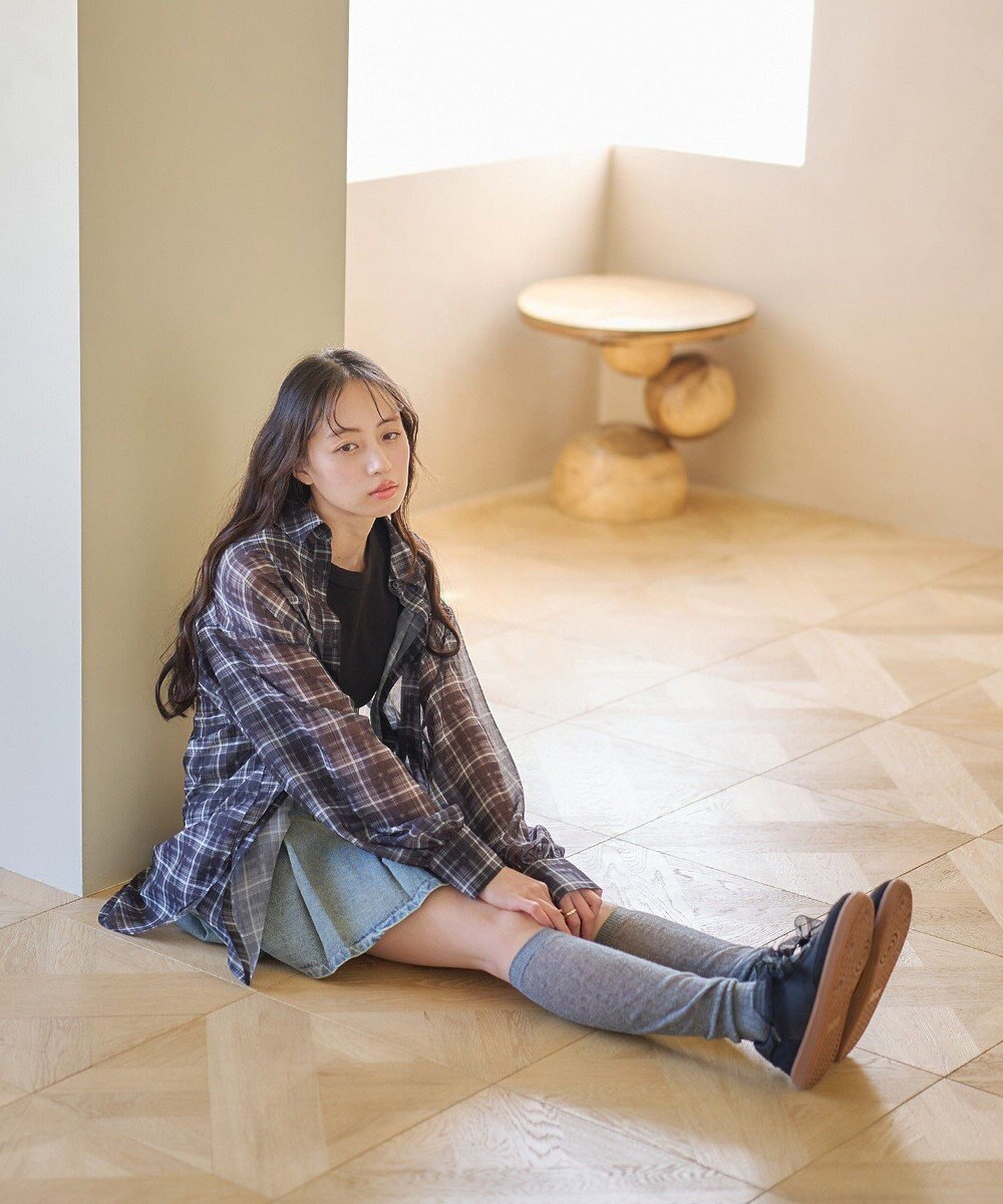 earth music&ecology シアーチェックシャツ 