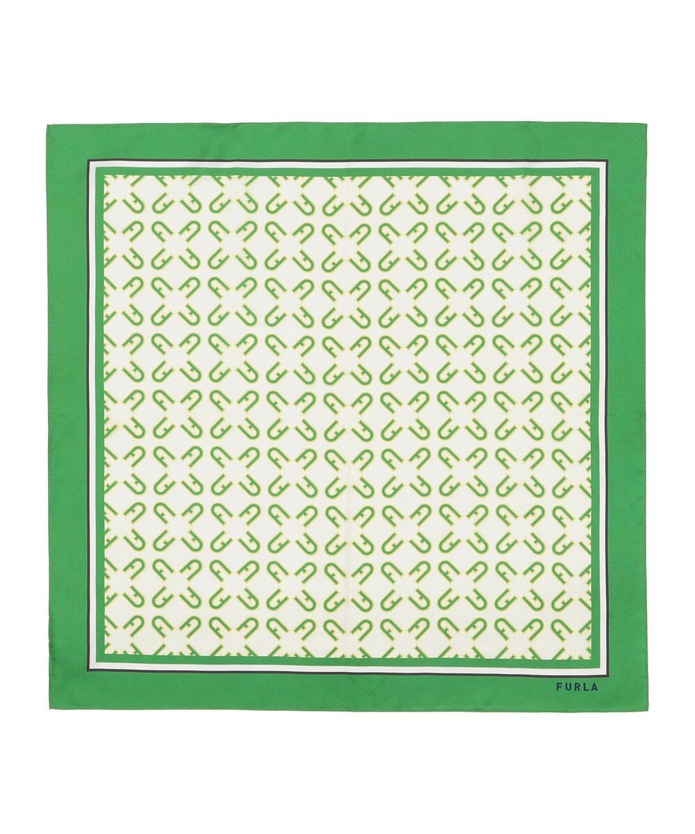 MOONBAT FURLA シルク100% モノグラム柄 スクエアスカーフ 