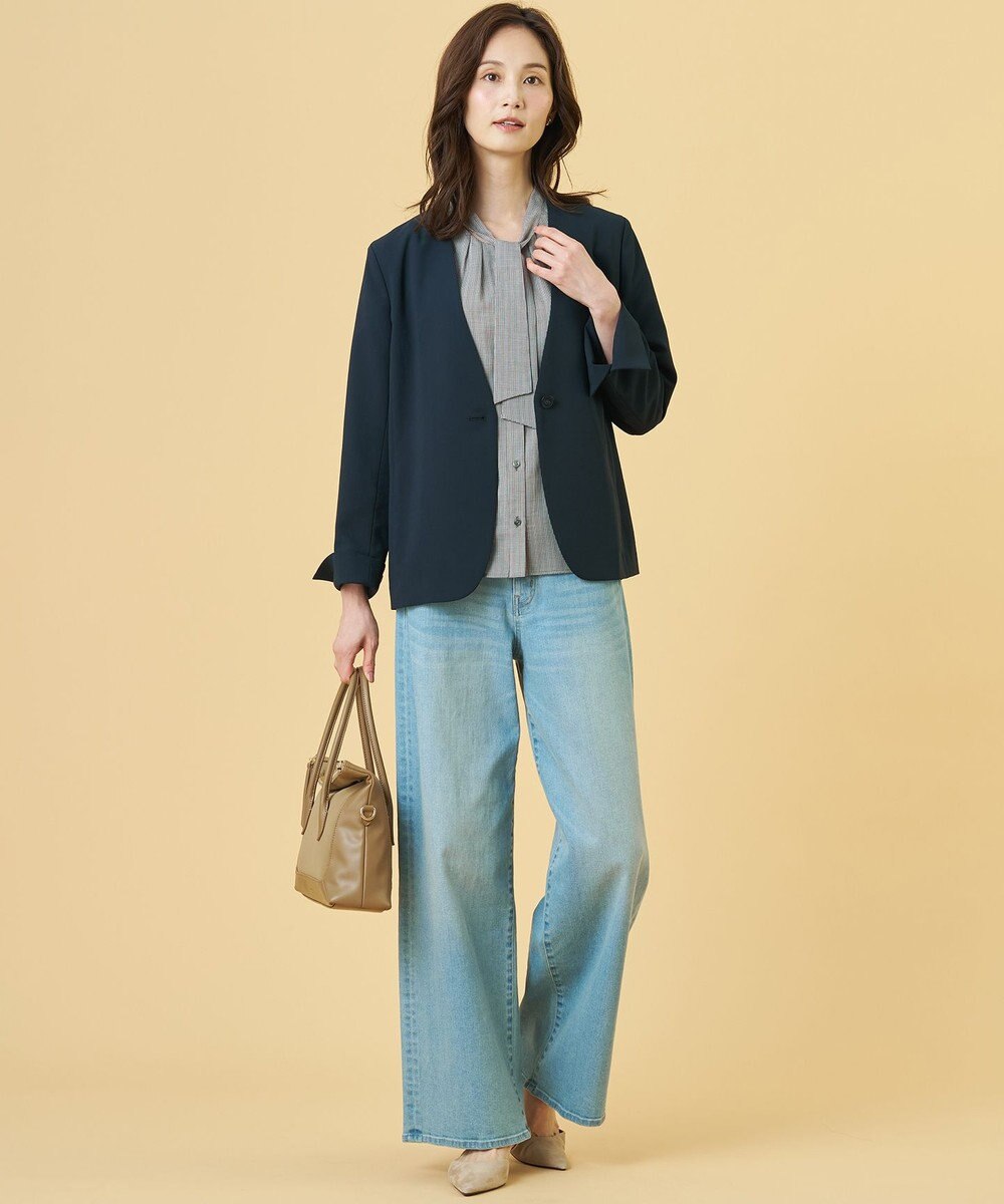 J.PRESS LADIES 【洗える】BASIC STRETCH DENIM ワイド ストレート デニム 