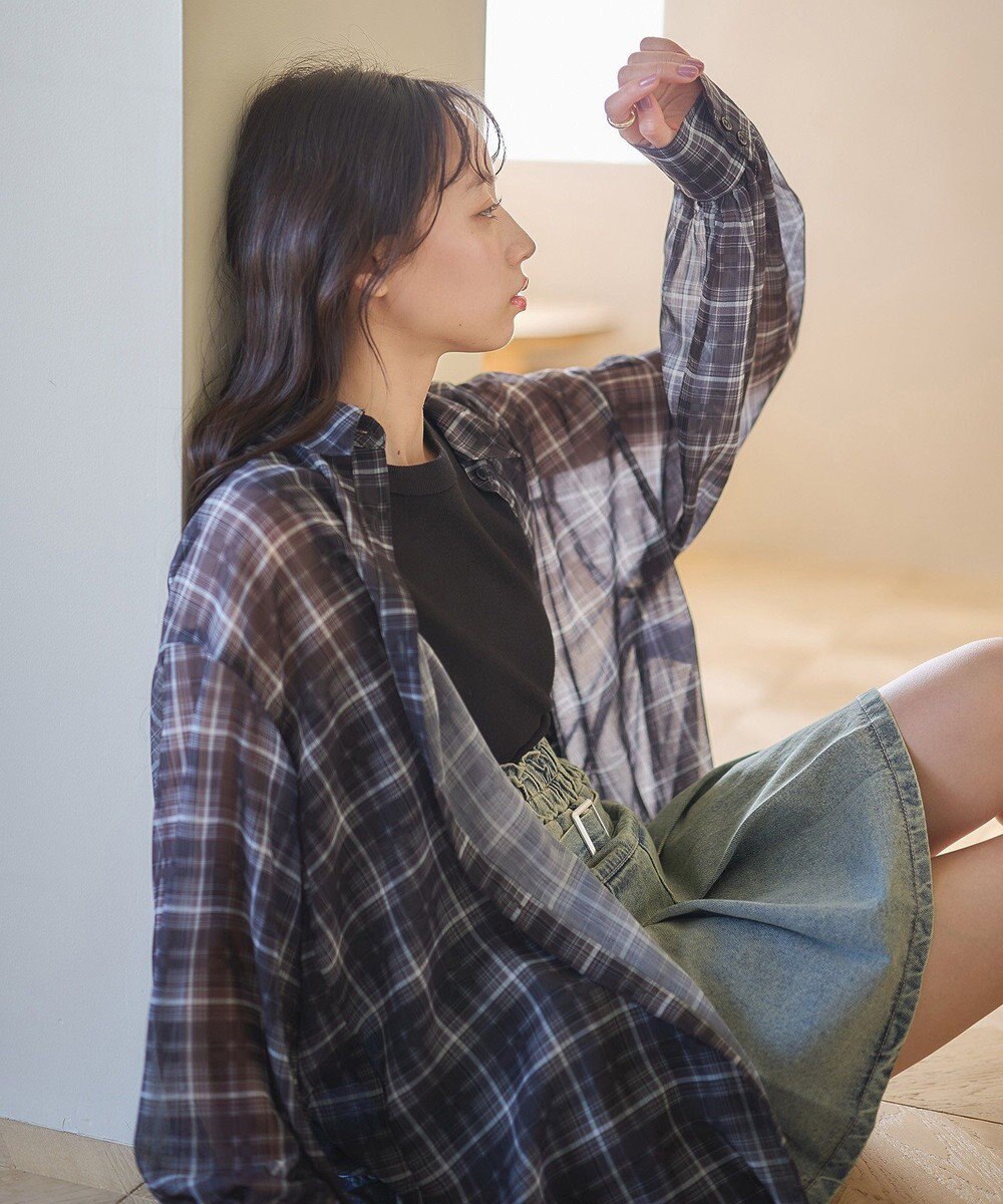 earth music&ecology シアーチェックシャツ 