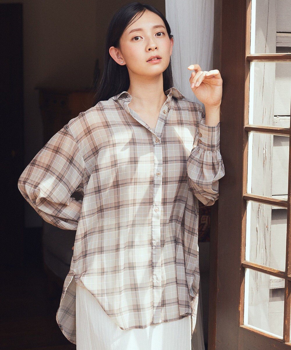 earth music&ecology シアーチェックシャツ 