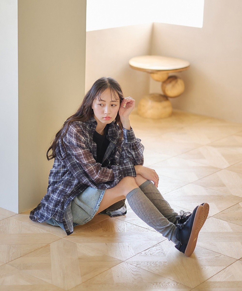 earth music&ecology シアーチェックシャツ 