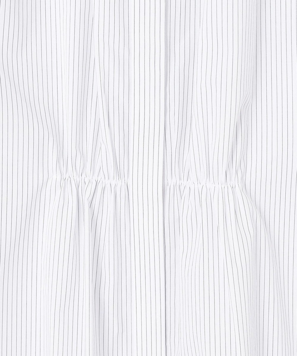 J.PRESS LADIES L 【洗える】APESCO ストライプ バンドカラー ブラウス 