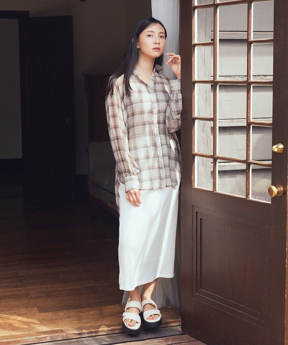 earth music&ecology シアーチェックシャツ 