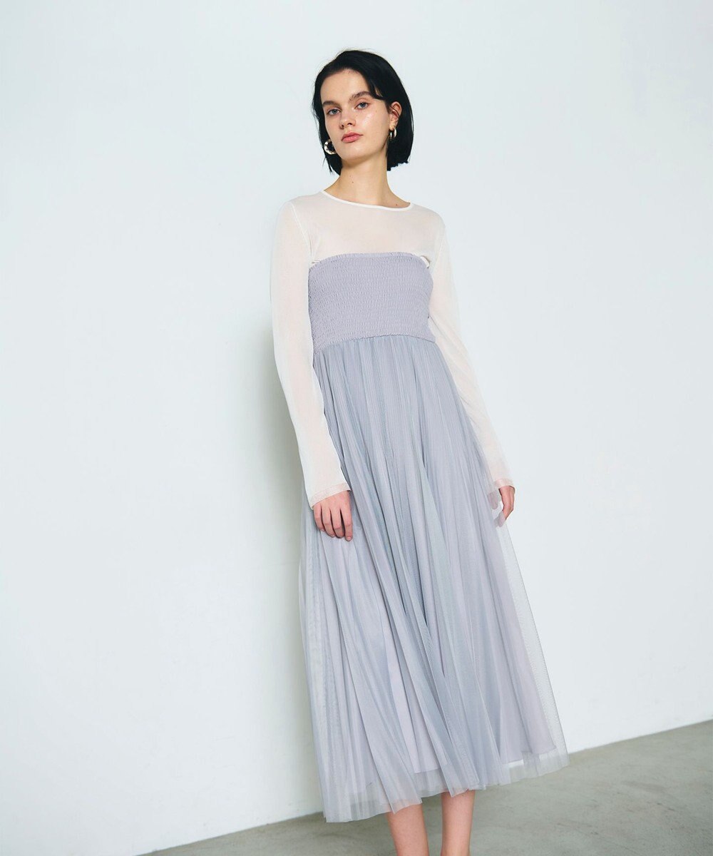 GRACE CONTINENTAL プリーツコンビベアワンピース 