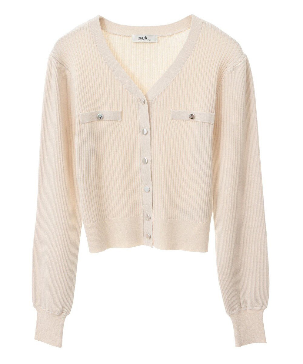 earth music&ecology マイクロボーダーＶネックコンパクトカーディガン 