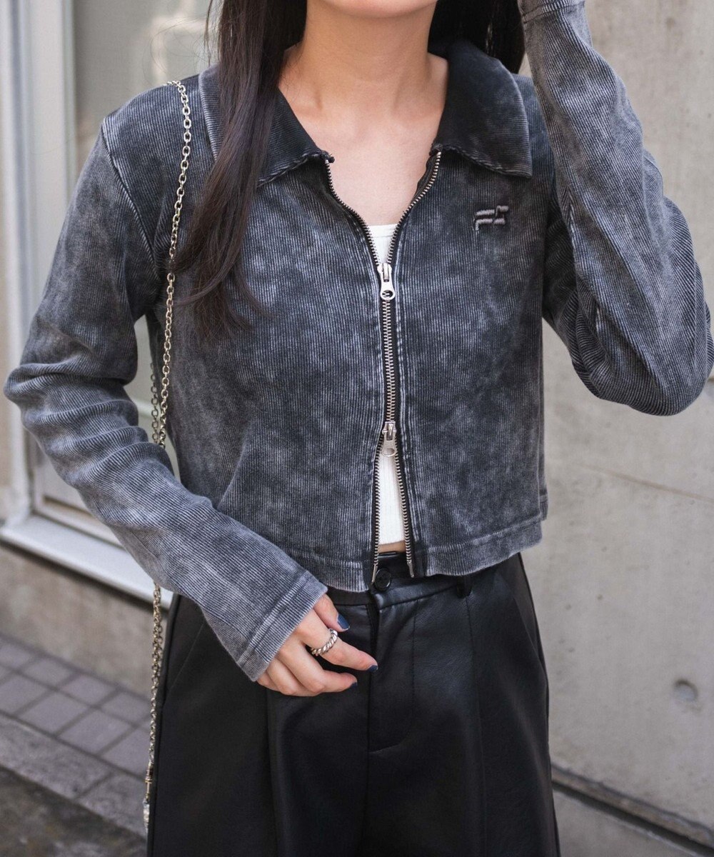 WEGO ヴィンテージウォッシュWZIPトップス 