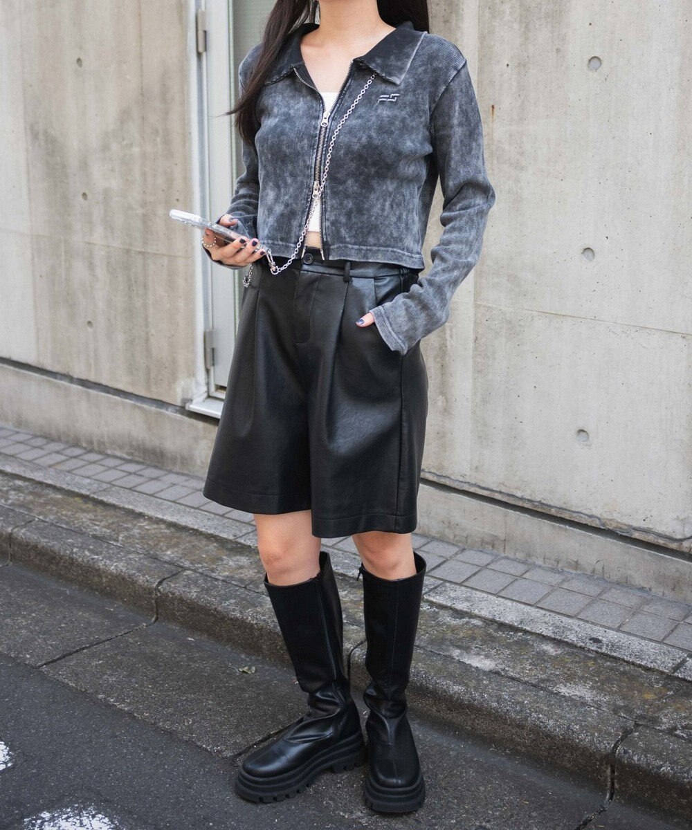 WEGO ヴィンテージウォッシュWZIPトップス 