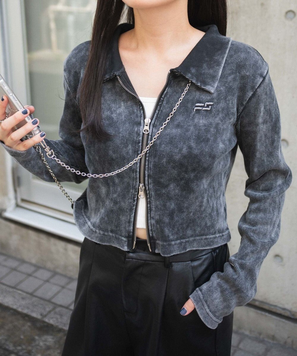 WEGO ヴィンテージウォッシュWZIPトップス 