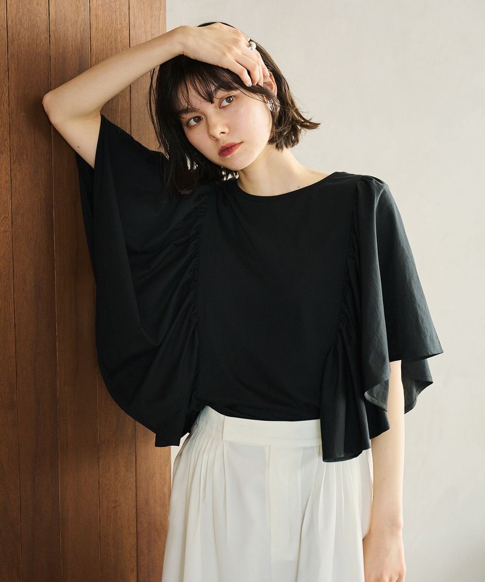 #Newans 【乾燥機可能/接触冷感】ラッフルフリルカットソー 