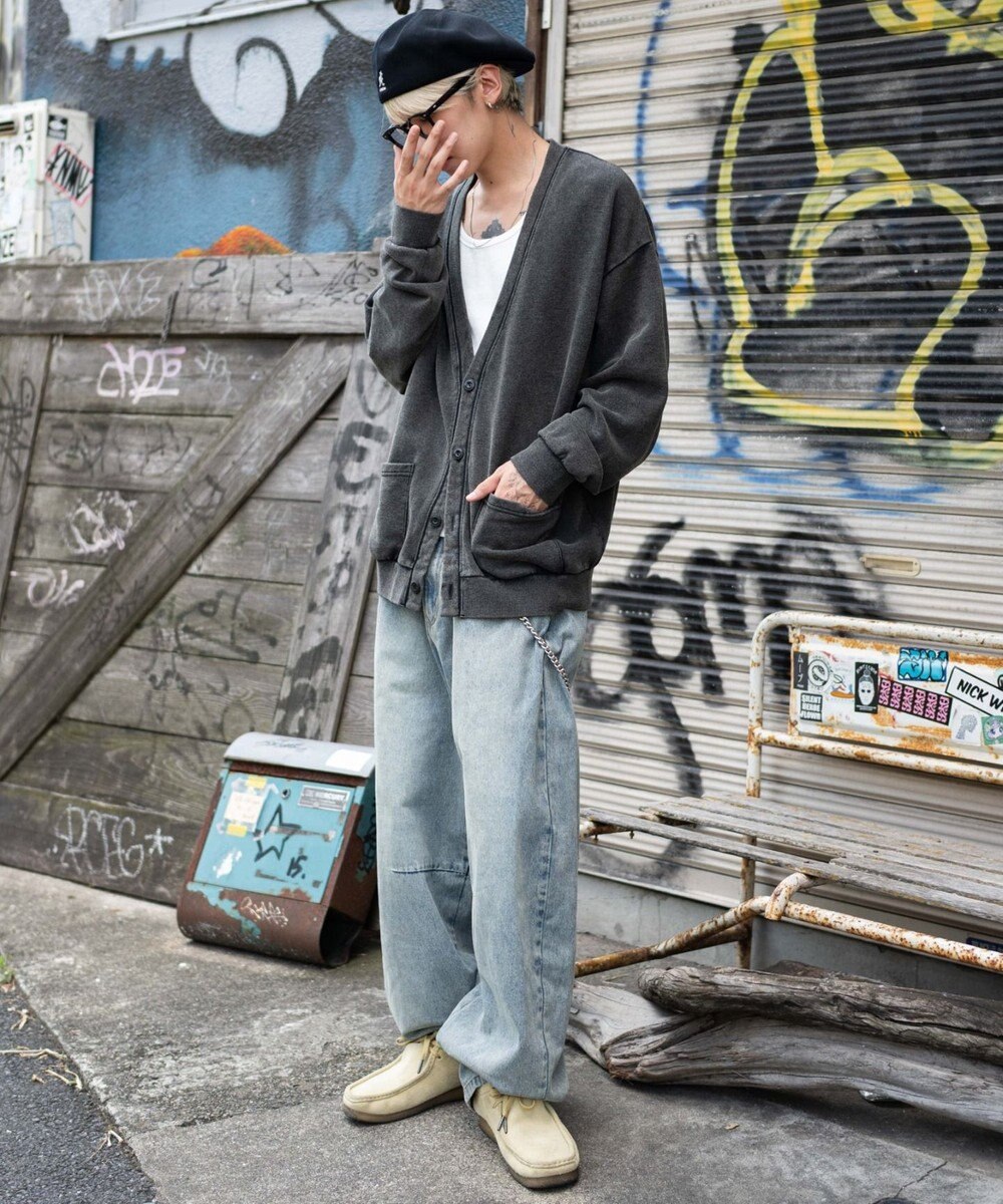 WEGO 【ユニセックス着用ITEM】ケミカルスウェットカーディガン 