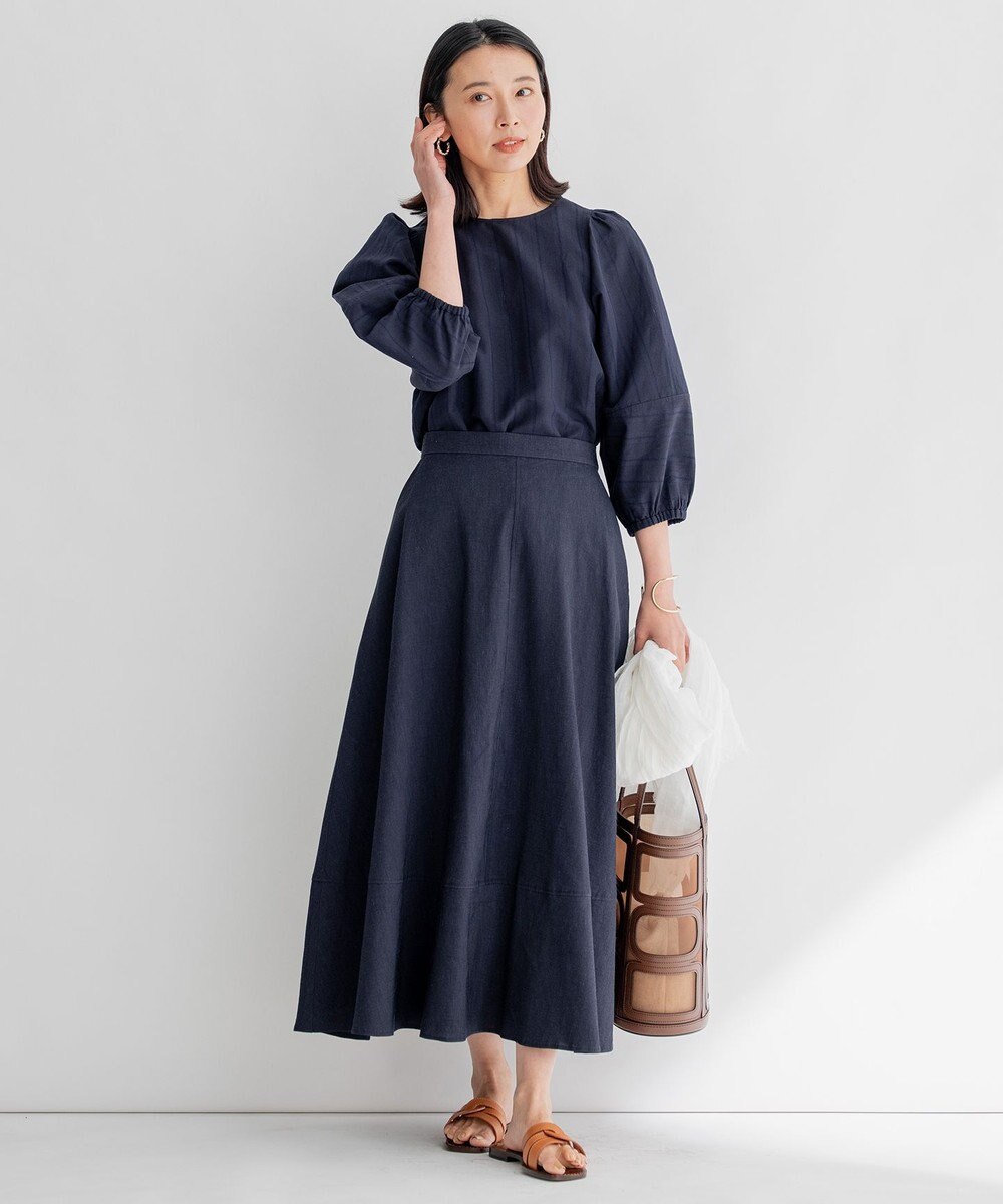 23区 【セットアップ対応】リネンレーヨンストレッチ フレア スカート 