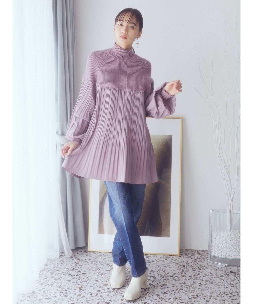 earth music&ecology プリーツフレアニットチュニック 