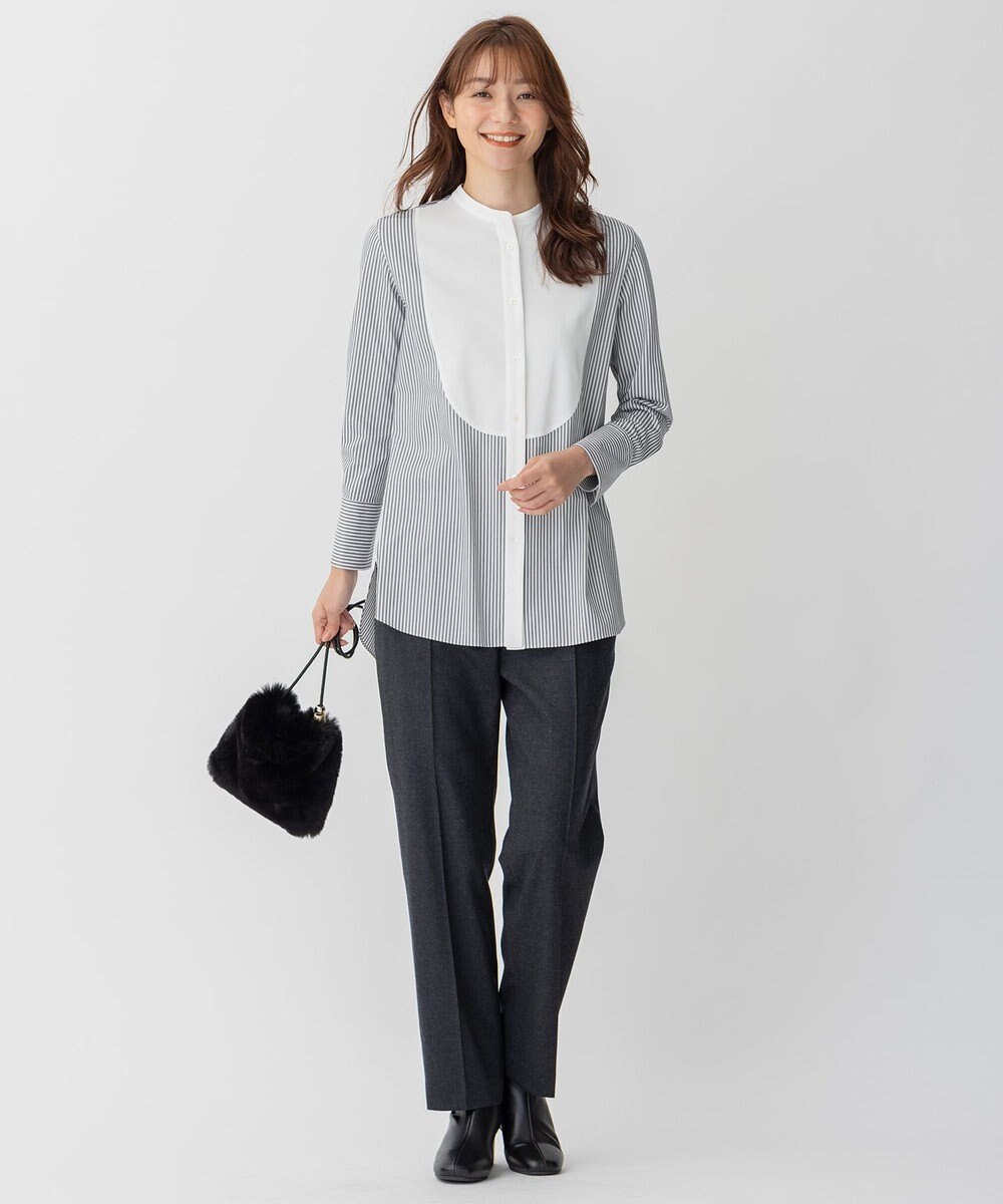 自由区 【洗える】ストレッチシャーティング ブザムシャツ 