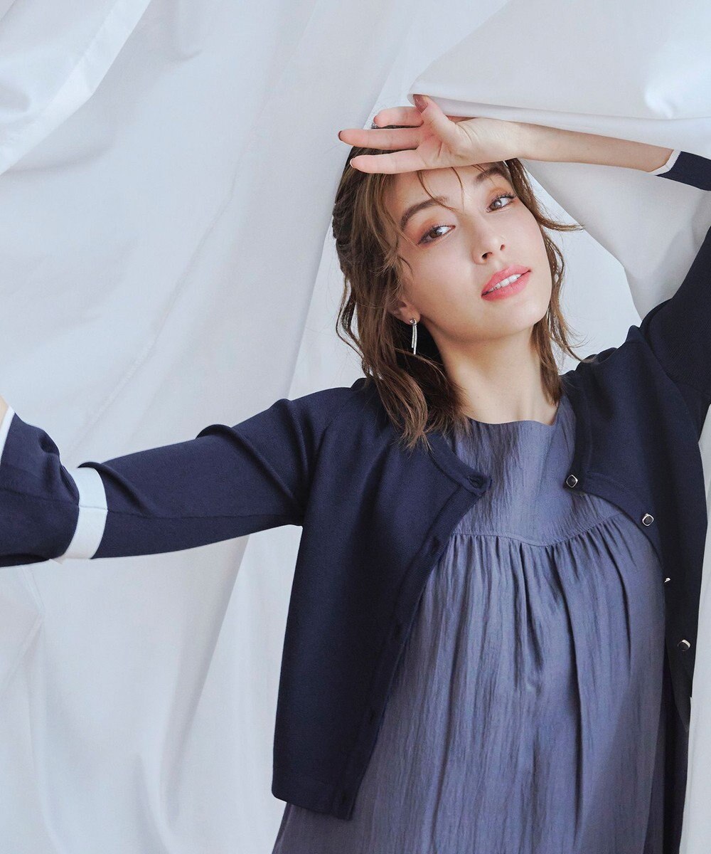 Tiaclasse L 【洗える】袖口フレアリボンニットカーディガン 