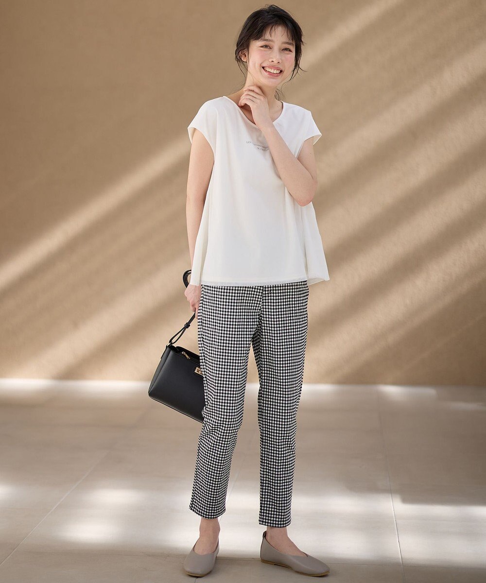 ANY チュールデザインフレンチスリーブTシャツ 