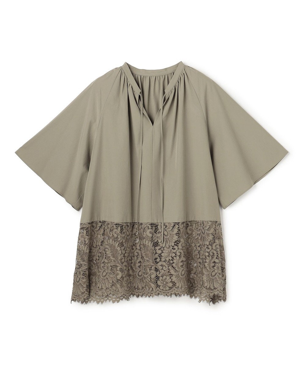 UNFILO L レースヘム ギャザーブラウス 