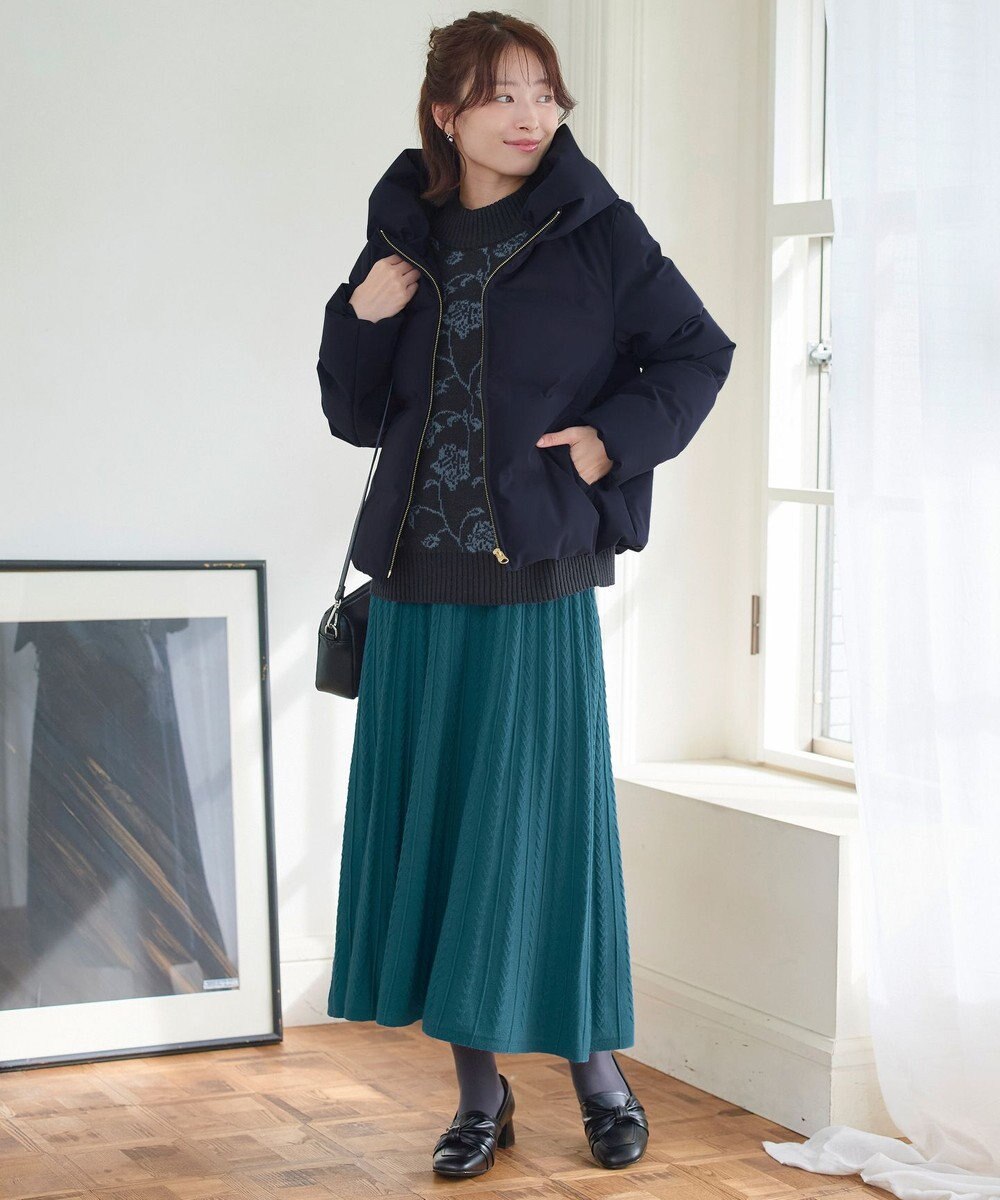 Tiaclasse L 【洗える】アラン柄ニットフレアスカート 