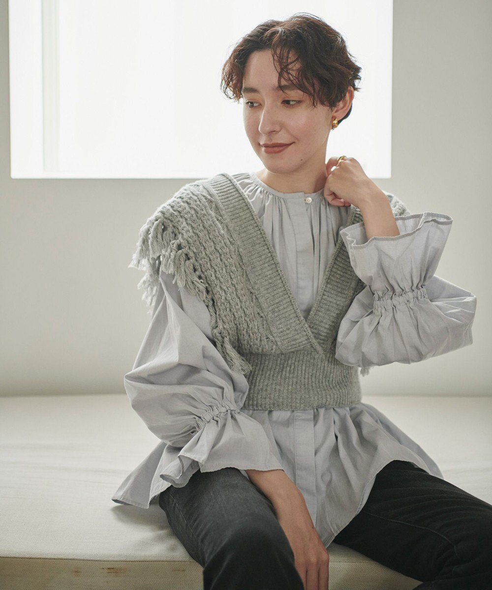 #Newans 【洗える】カシミヤブレンドバルキーデザインニットベスト 