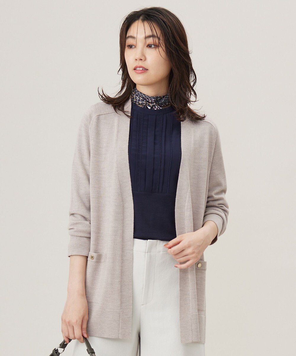 J.PRESS LADIES 【着丈が選べる・洗える】KNIT BASIC ロングカーディガン ベージュ系