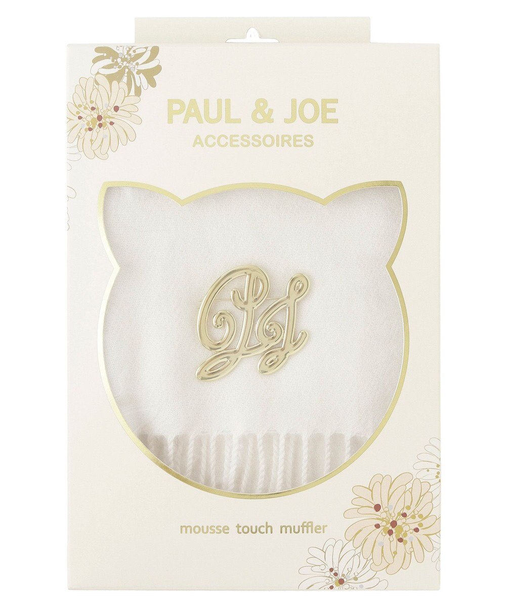 MOONBAT PAUL & JOE ACCESSOIRES ”PJ”ロゴブローチ付きムースタッチマフラー（パッケージ入り） オフホワイト