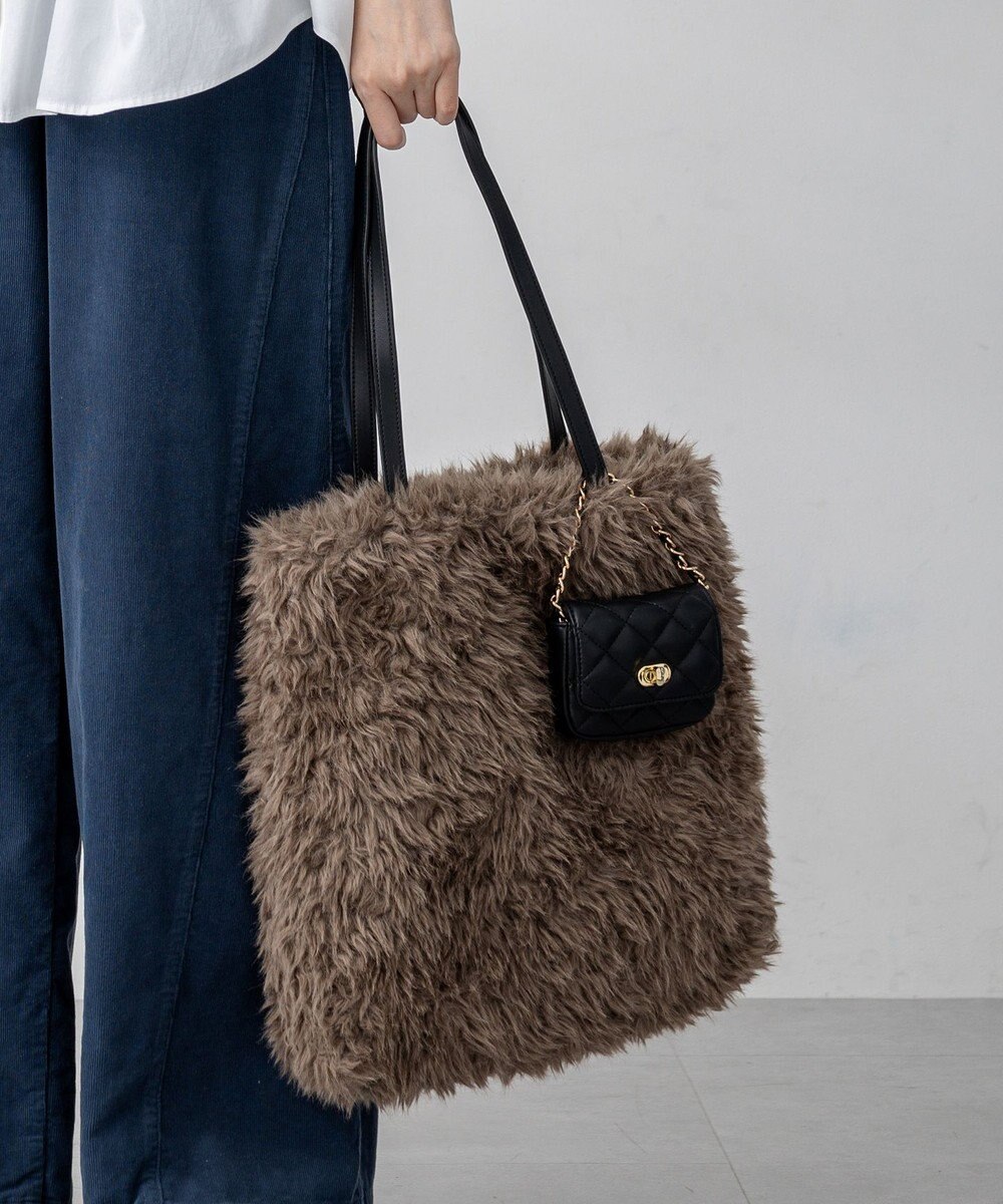 23区 フェイクファー トートバッグ 