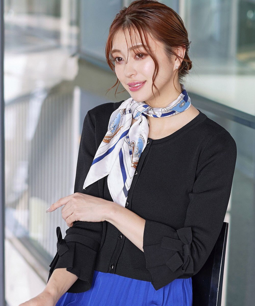 Tiaclasse L 【洗える】袖口フレアリボンニットカーディガン 