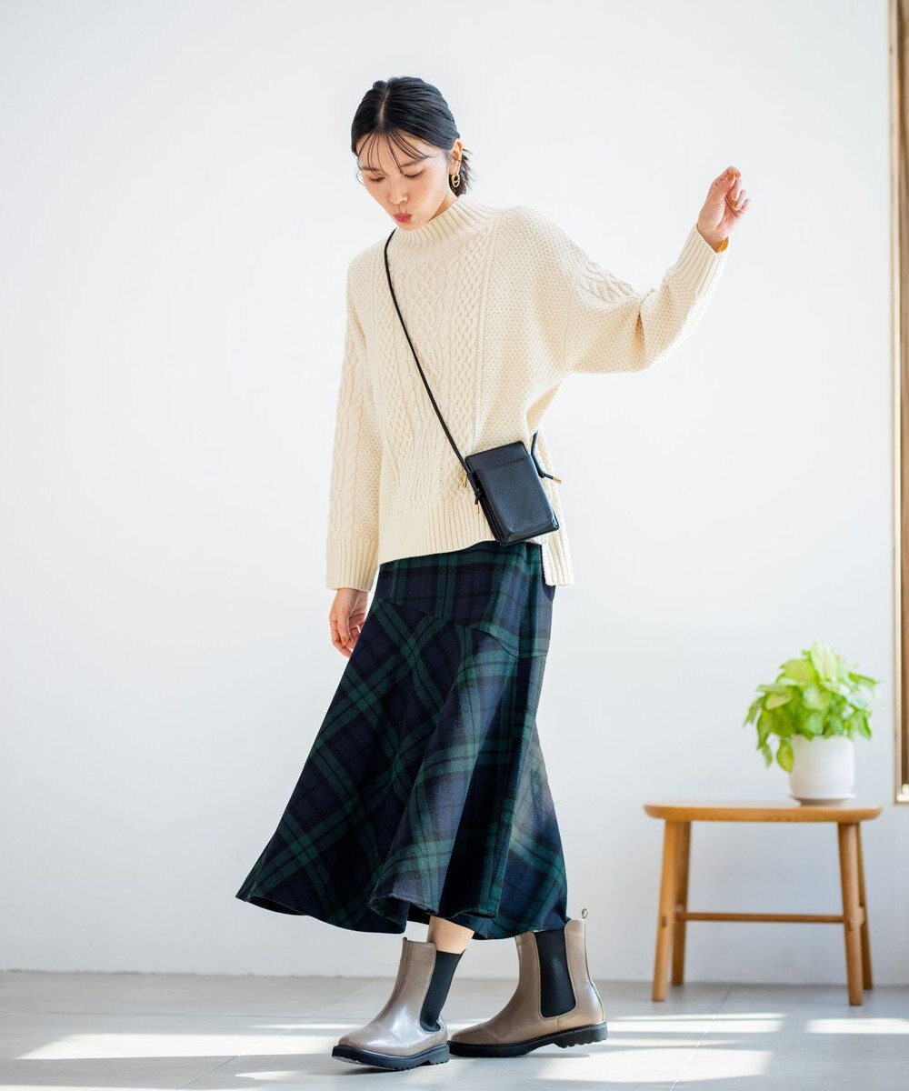 ANY 【ウエストゴム・洗える】タータンマーメイドスカート 