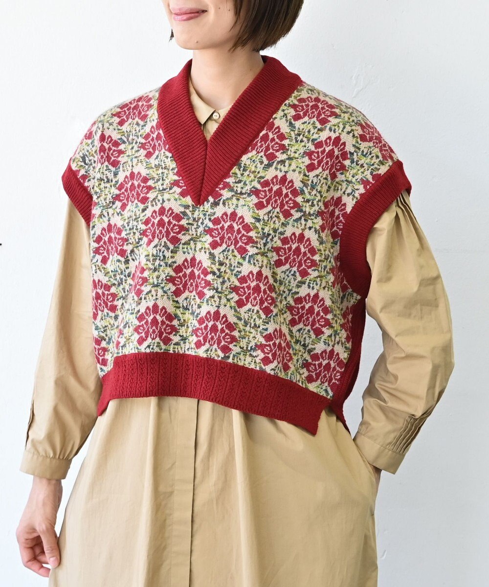 muuc 〈うっとり柔らか上質な極細繊維〉〈前身頃は希少なモヘアとシルク×後ろ身頃はウール100%〉フラワージャカード ベスト 