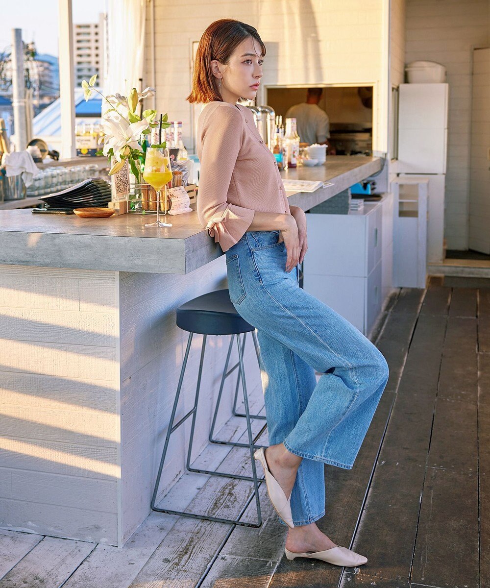 Tiaclasse L 【洗える】袖口フレアリボンニットカーディガン 