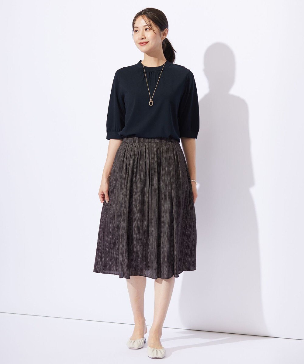 J.PRESS LADIES L 【洗える】レーヨンエリートストレッチ ギャザースリーブ ニット 