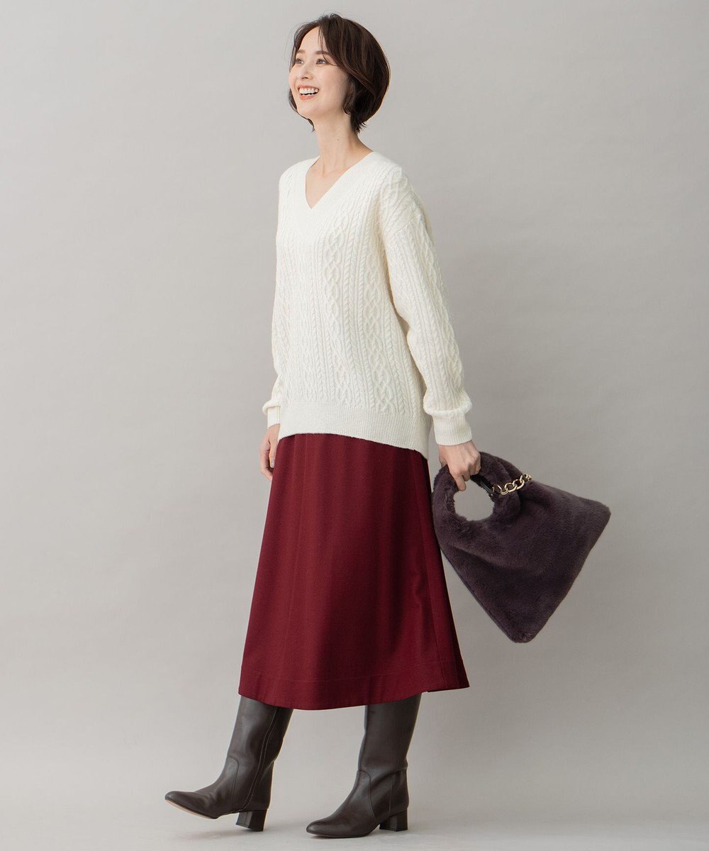 自由区 ウールジャージー フレアシルエットスカート 