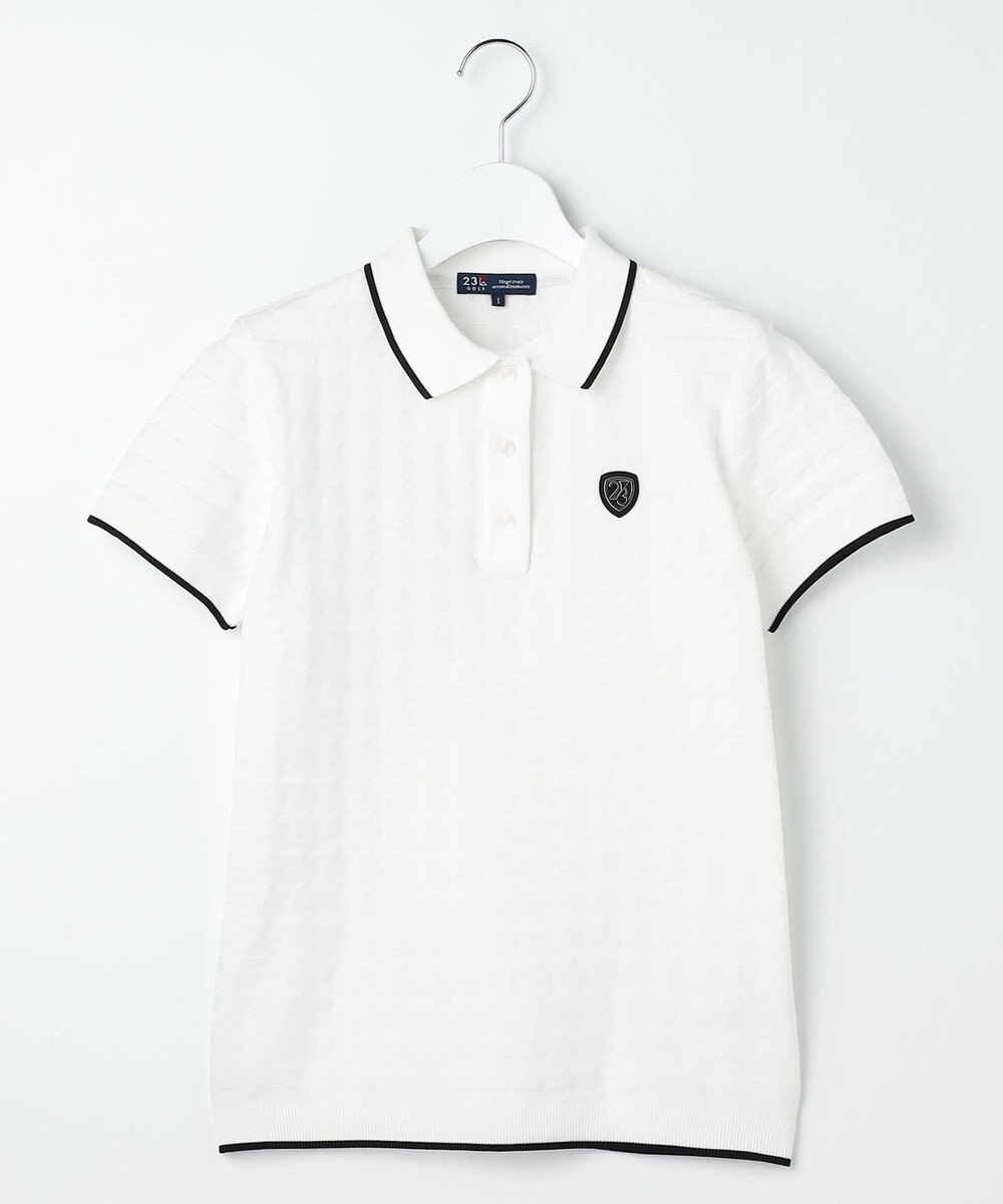 23区GOLF 【WOMEN】フラッグジャガードニットポロシャツ ストレッチ 半袖 