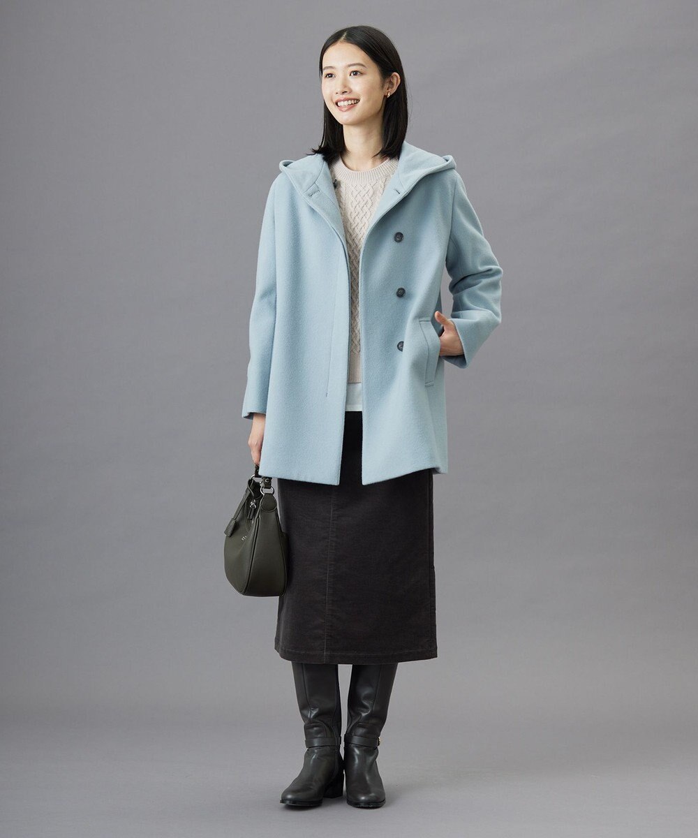 J.PRESS LADIES L ショートビーバー フーデット コート 