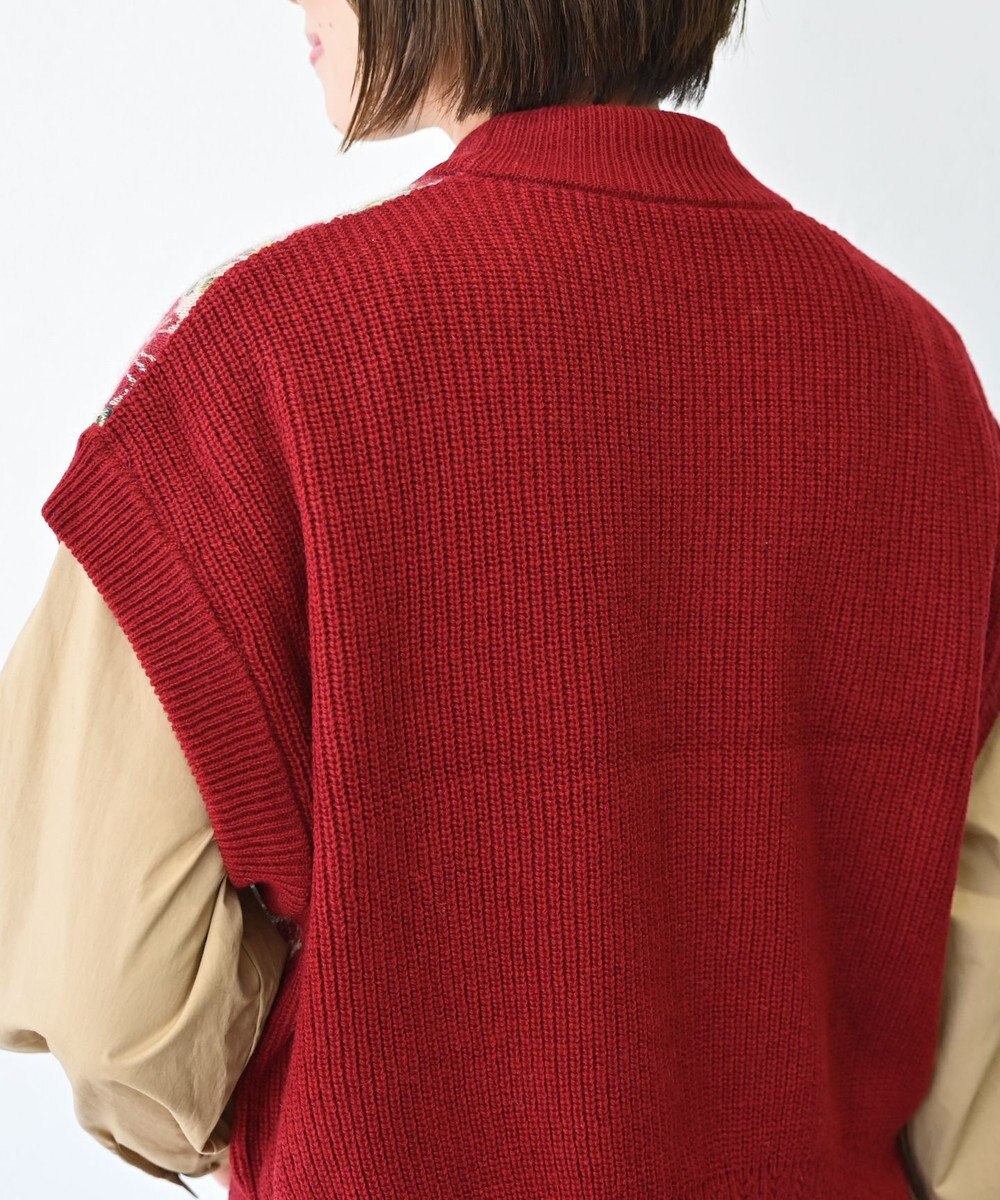 muuc 〈うっとり柔らか上質な極細繊維〉〈前身頃は希少なモヘアとシルク×後ろ身頃はウール100%〉フラワージャカード ベスト 