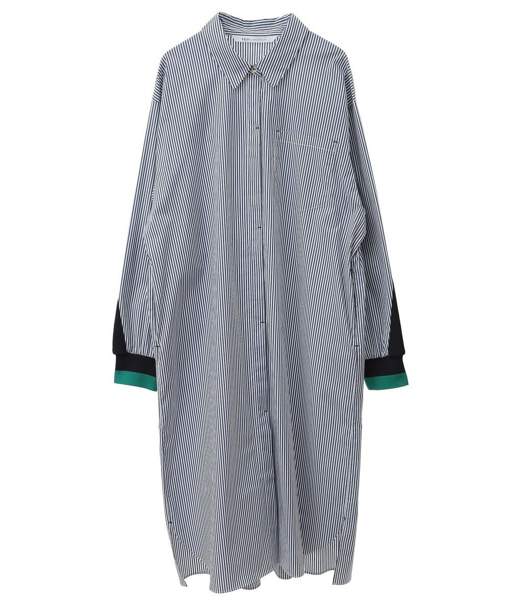 YECCA VECCA リブMIXシャツワンピース 