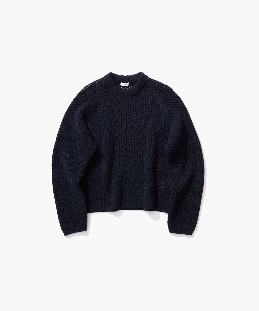 ATON WOOL CASHMERE ALPACA | メッシュクルーネックセーター 