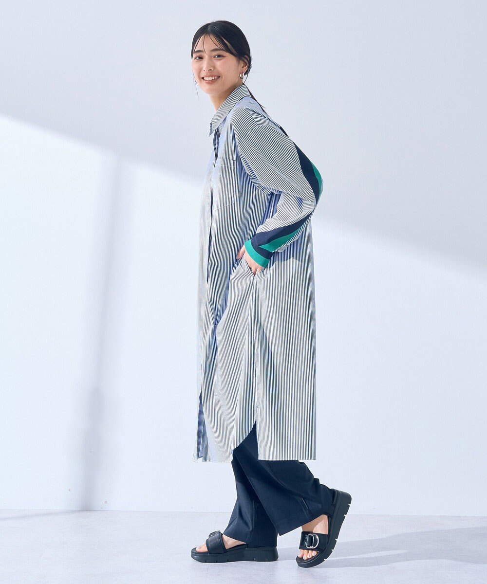 YECCA VECCA リブMIXシャツワンピース 