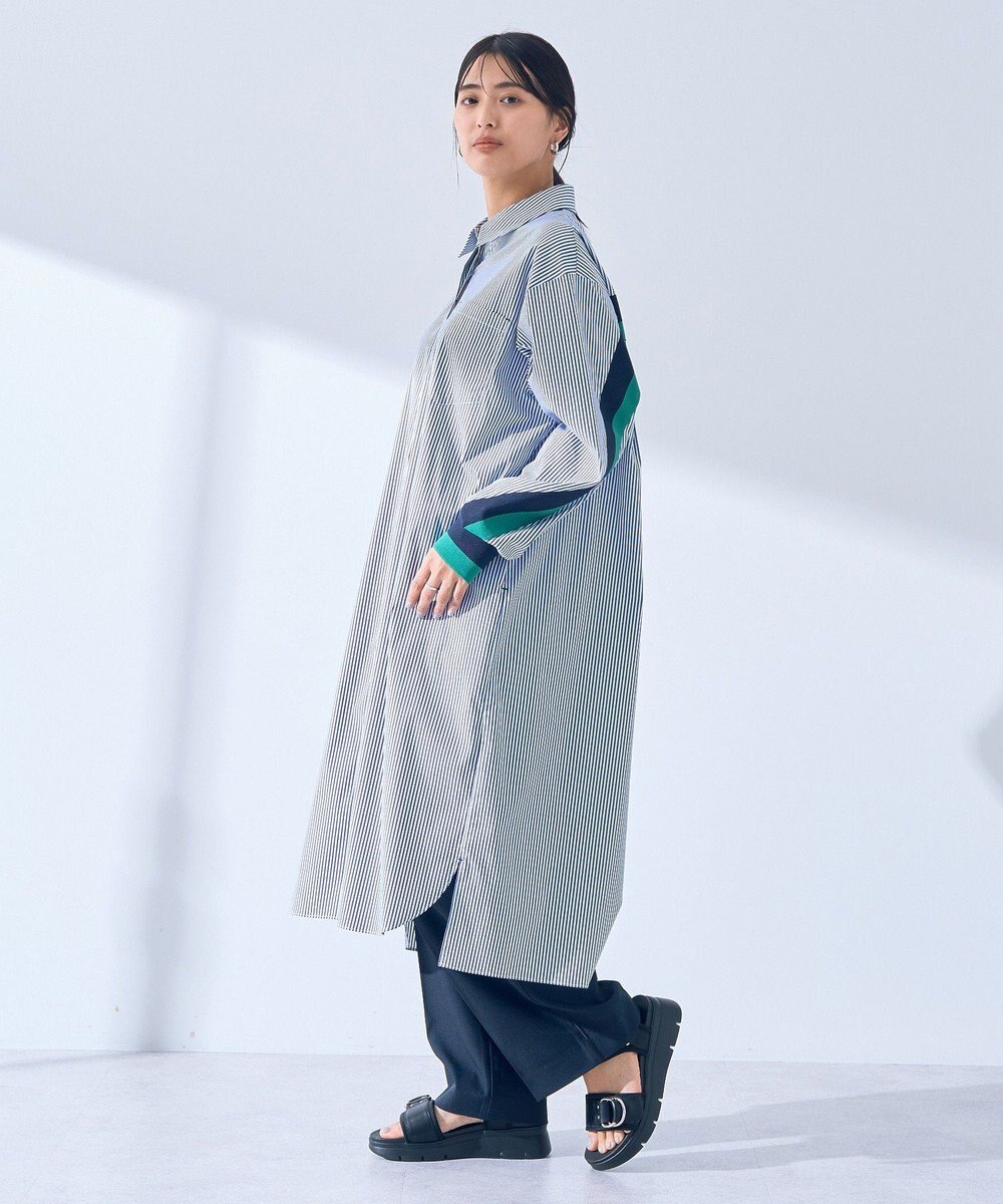 YECCA VECCA リブMIXシャツワンピース 