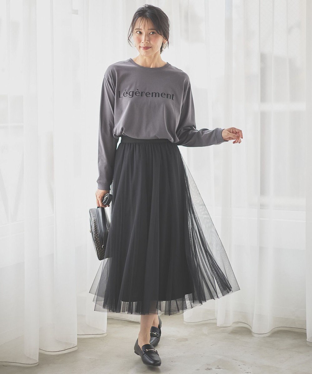 ANY 【ウエストゴム】チュールフレアースカート 