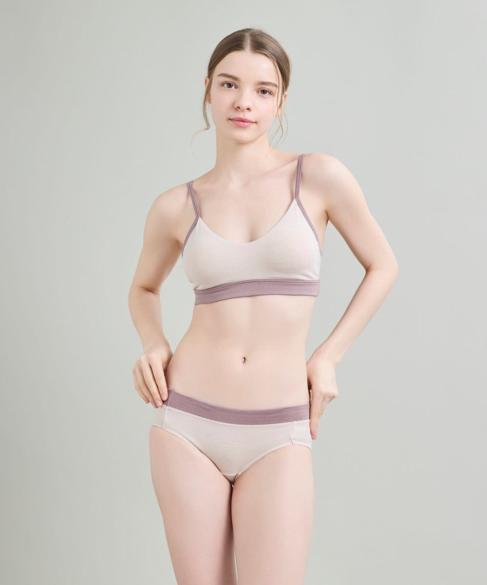 une nana cool 綿ベア天竺 カラーブロッキング ノンワイヤーブラジャー 