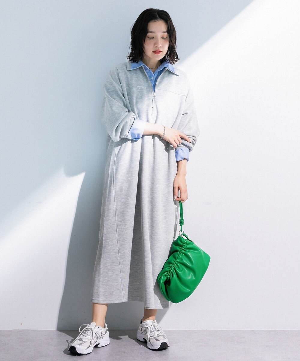 Green Parks ポロ衿ハーフＺＩＰカットワンピース 