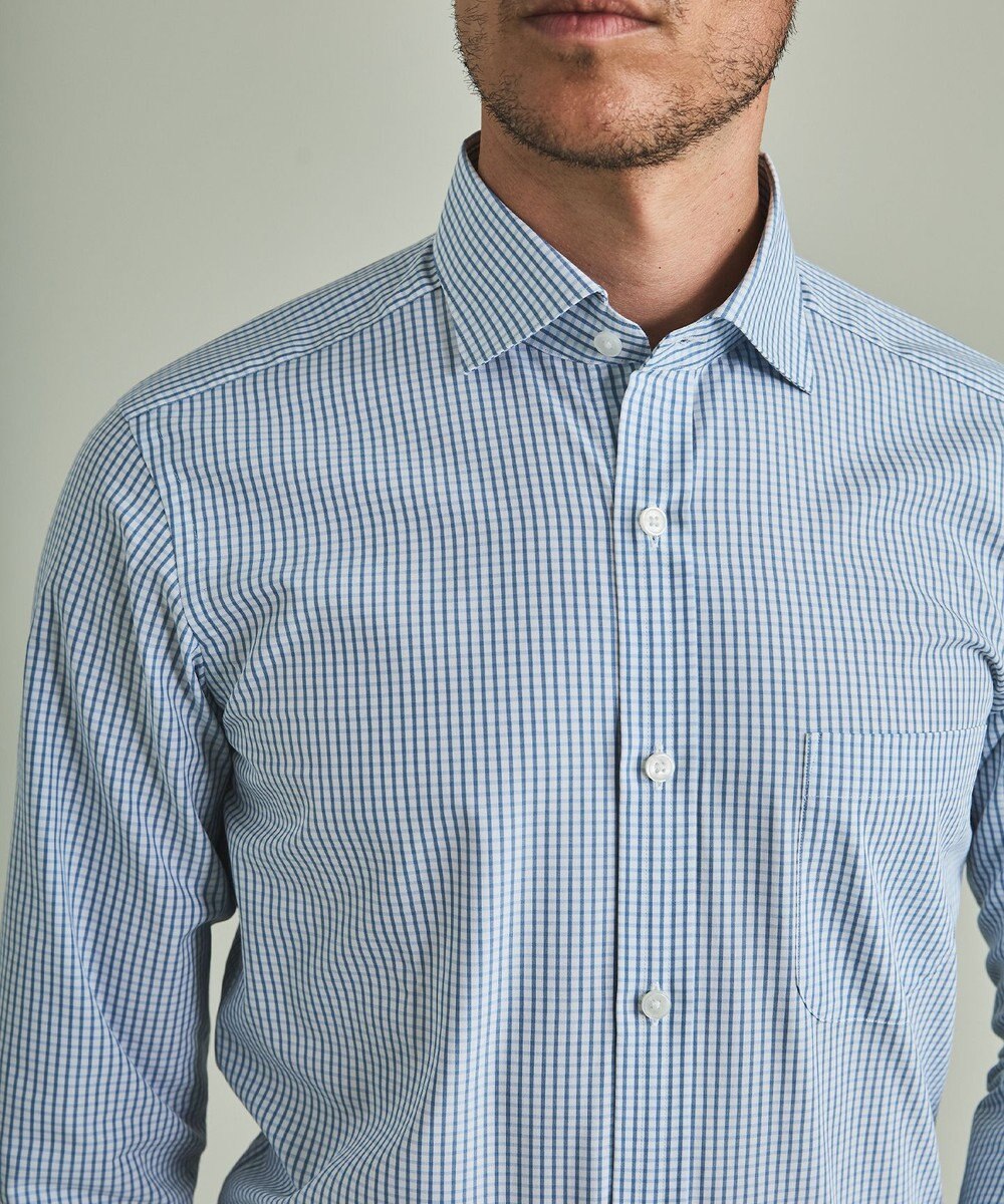 GOTAIRIKU 【形態安定】PREMIUMPLEATS_スモールワイドカラー 通年ドレスシャツ（チェック） 