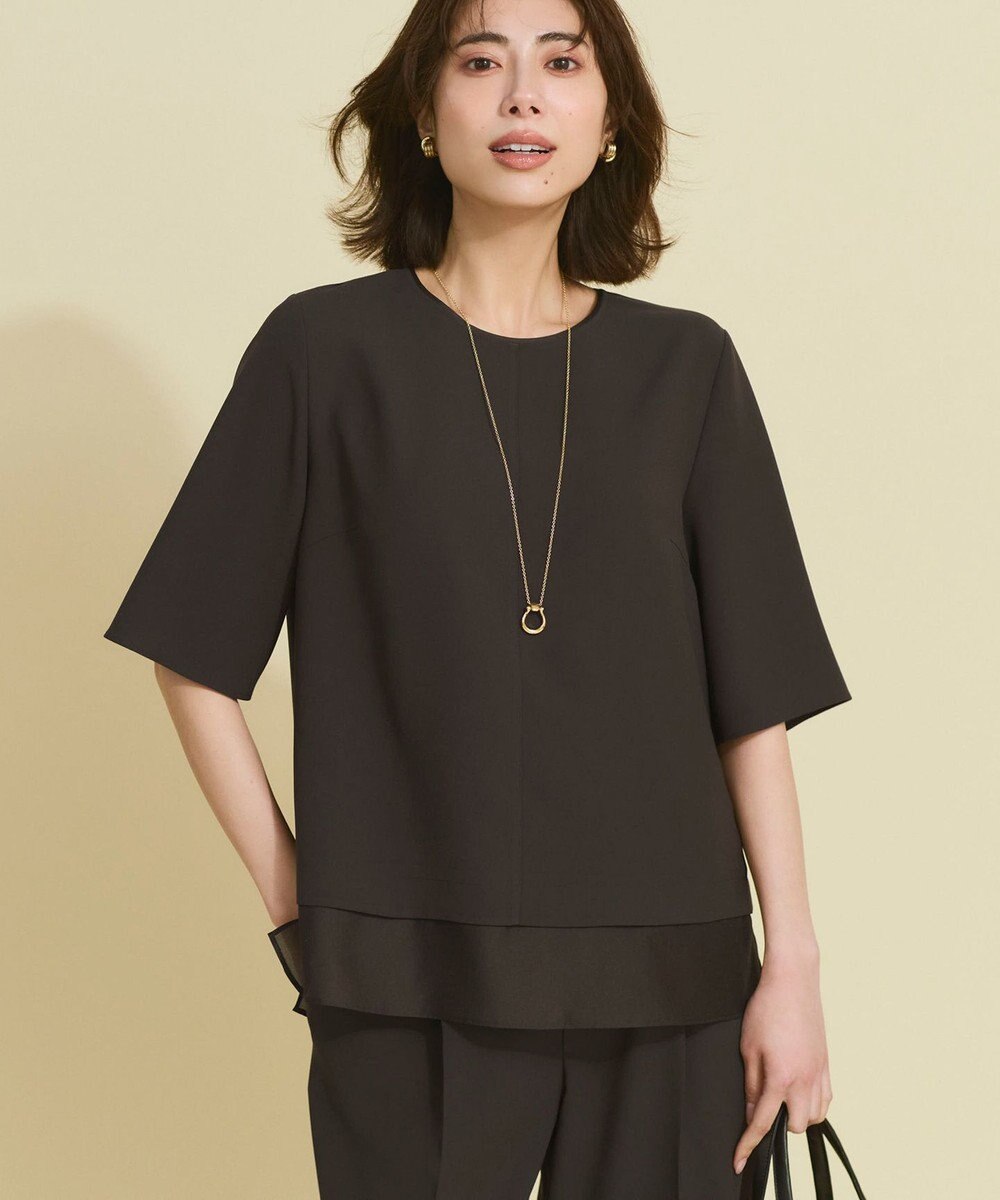 23区 【新色追加/Oggi掲載】ストレッチジョーゼット シアーコンビ カットソー 