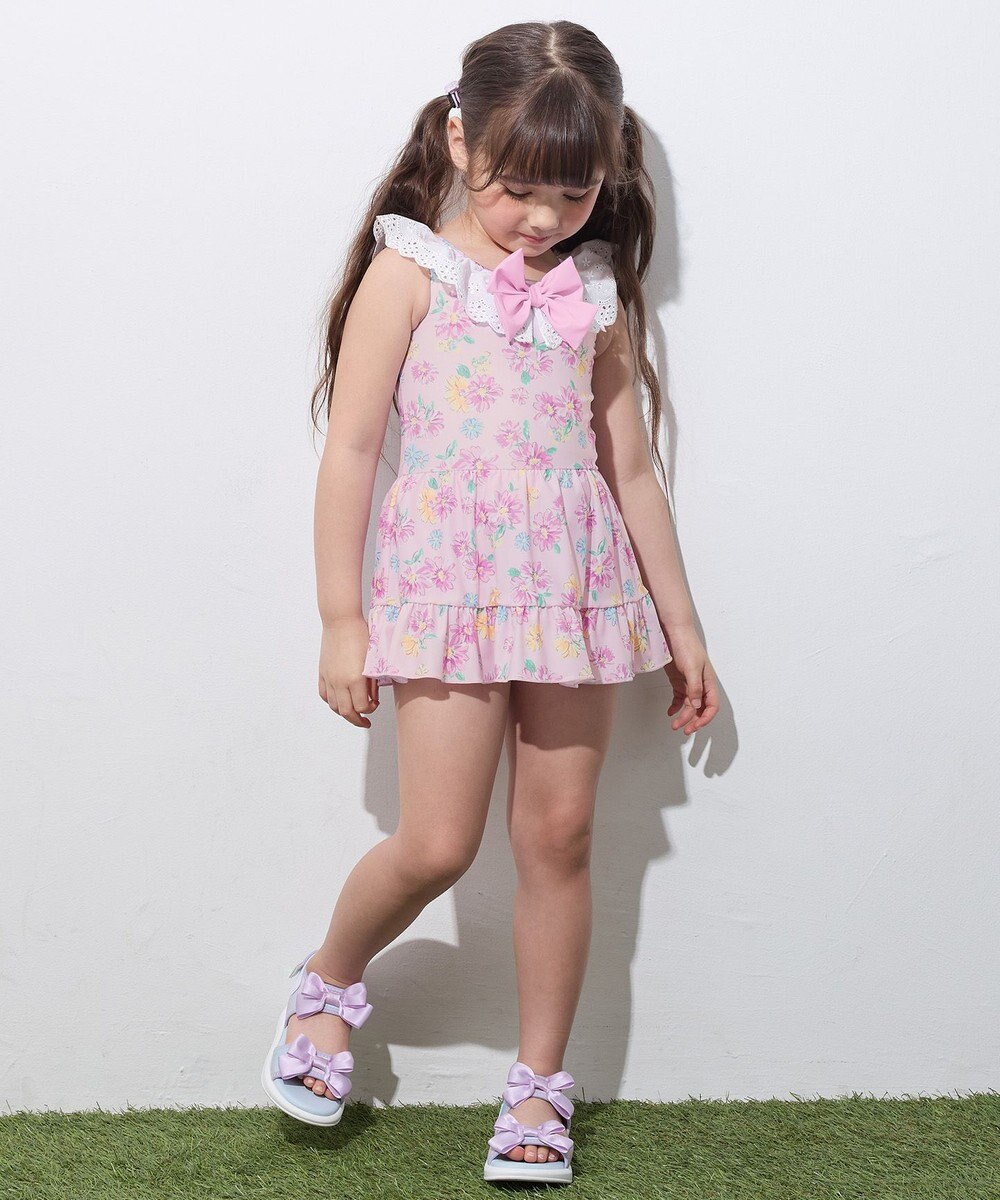 ANY KIDS 花柄×レース ワンピース水着 