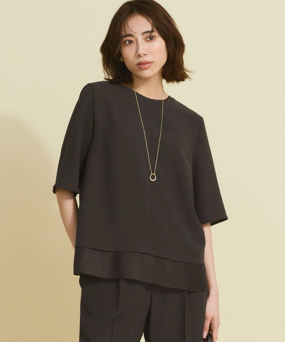 23区 【新色追加/Oggi掲載】ストレッチジョーゼット シアーコンビ カットソー 