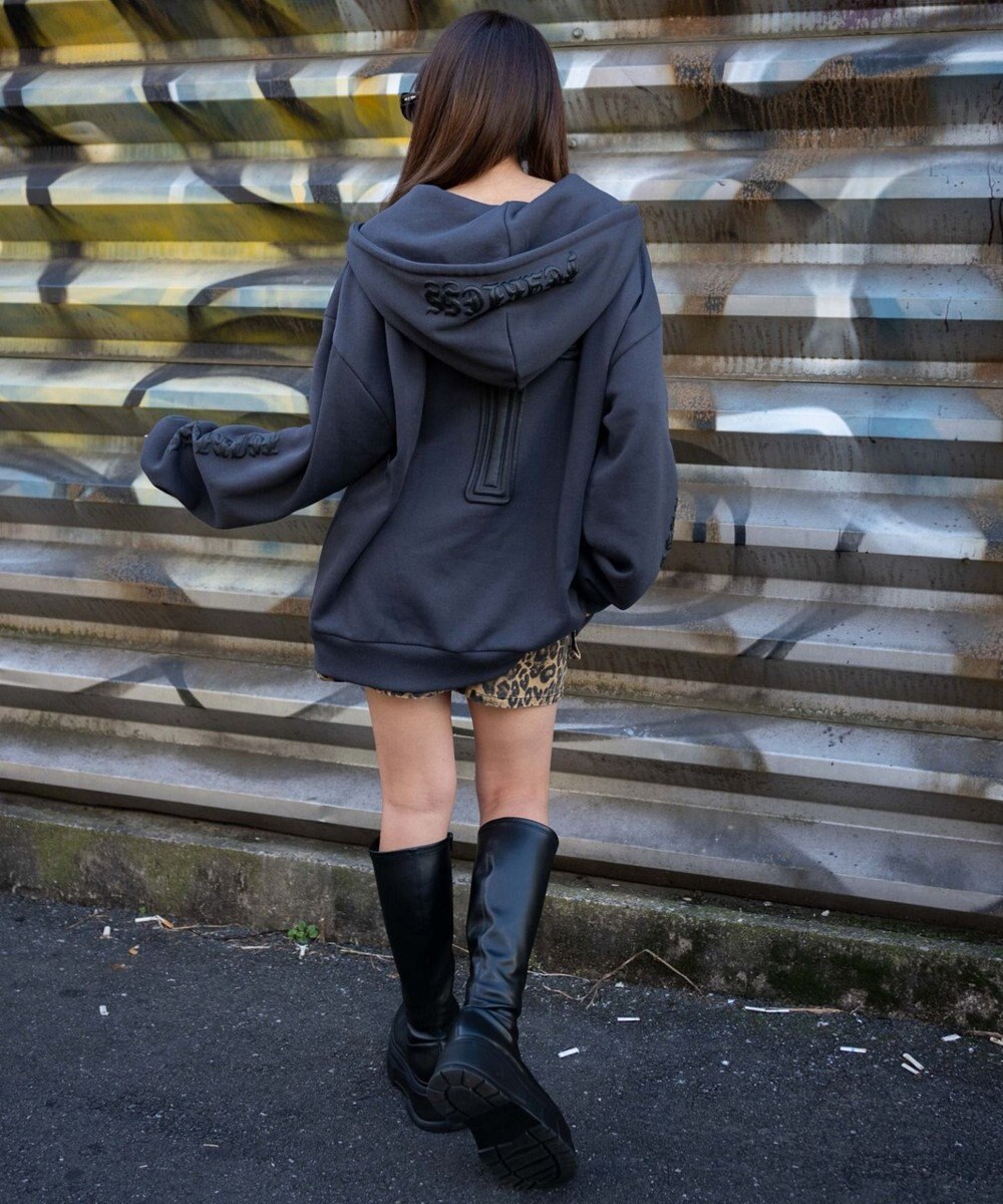 WEGO 【裏起毛/セットアップ対応】グラフィック裏起毛ZIPビッグパーカー 