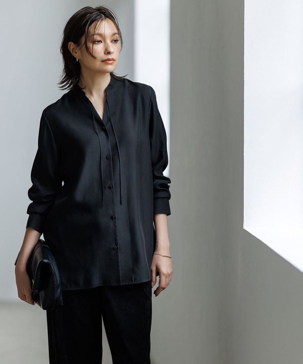 ICB L 【接触冷感・洗える】Cu/Peソフトツイル デザインブラウス 