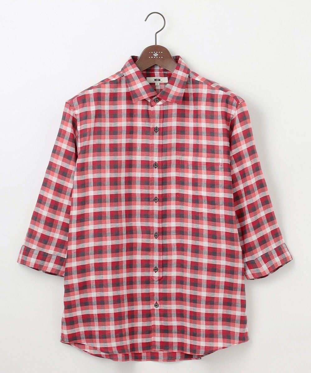 JOSEPH ABBOUD 【キングサイズ・麻100％】リネンチェック シャツ 