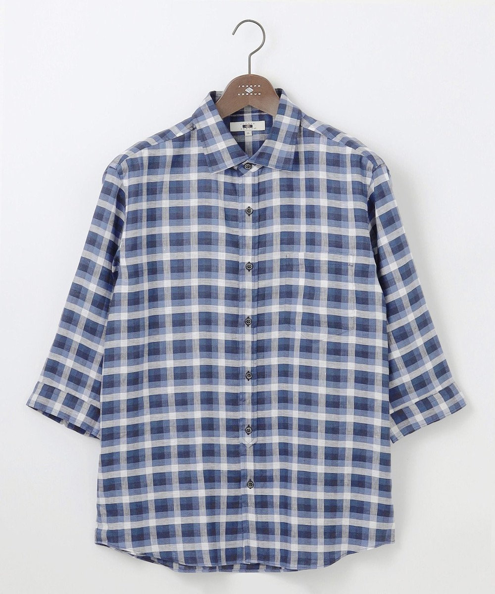 JOSEPH ABBOUD 【キングサイズ・麻100％】リネンチェック シャツ 